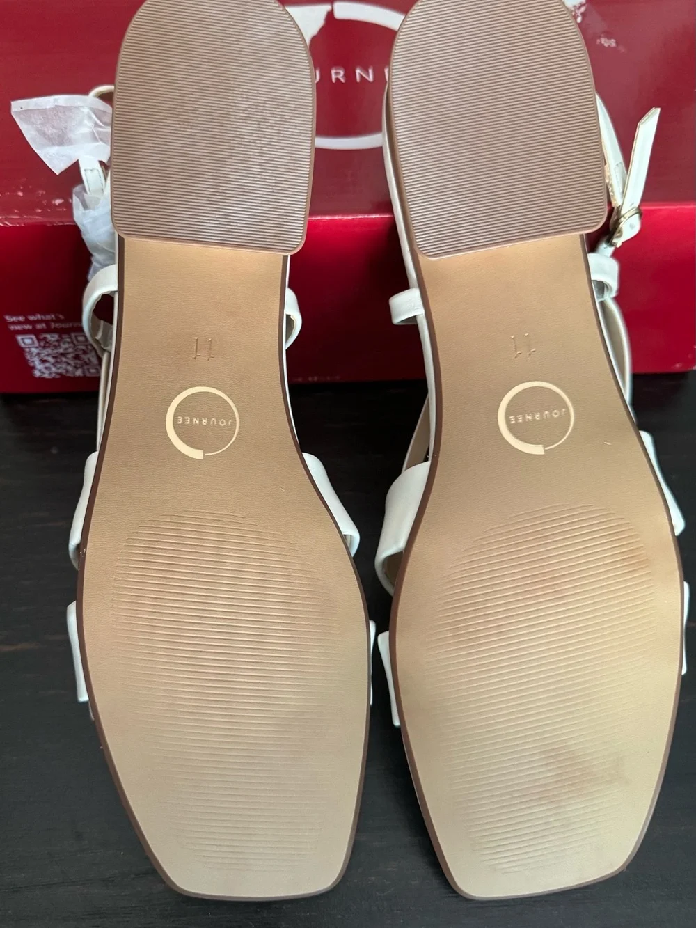 Women’s Journee Tabatha  Beige White Woven Slingback Sandals Size 11